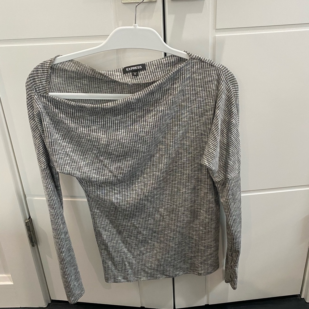 Express XS off the shoulder grey top